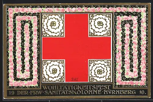 AK Ganzsache Bayern PP15C169: Nürnberg, Wohltätigkeitsfest 1910 der FRW Sanitätskolonie, Rotes Kreuz