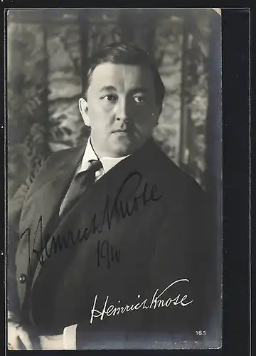 AK Opernsänger Heinrich Knote im Anzug, Autograph
