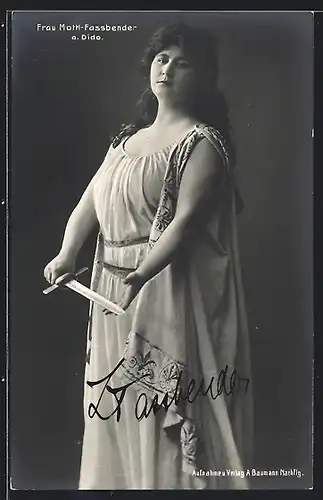 AK Opernsängerin Zdenka Fassbender a. Dido, Autograph