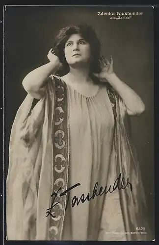 AK Opernsängerin Zdenka Fassbender mit Autograph als Isolde