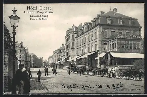 AK Luxembourg, Hôtel Clesse, Prop. J. Korn, Place de la Gare