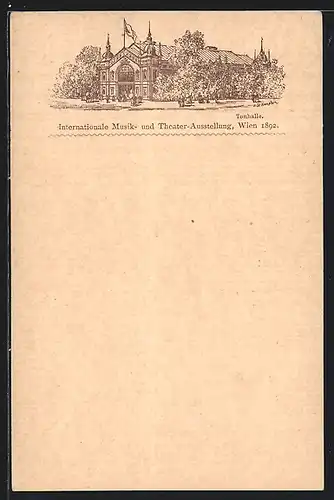 Künstler-AK Wien, Internationale Musik- und Theater-Ausstellung 1892, Tonhalle