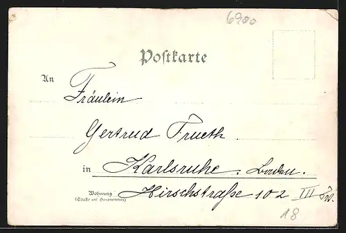 Lithographie Heidelberg, Victor von Scheffel-Denkmal