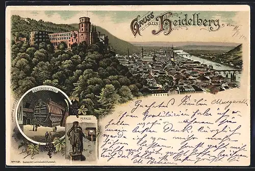 Lithographie Heidelberg, Das grosse Fass und Perkeo