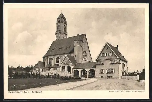 AK Darmstadt, Partie an der Pauluskirche