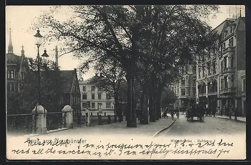 AK Neumünster, Strasse am Kuhberg mit Kielerbrücke