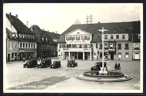 AK Königsbrück, Gasthof zum schwarzen Adler, Platz