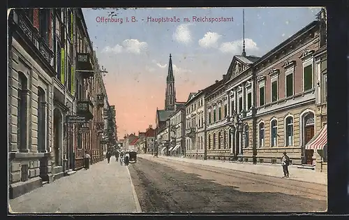 AK Offenburg, Hauptstrasse mit Reichspostamt