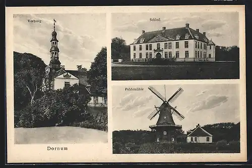 AK Dornum, Vorburg, Schloss, Peldemühle