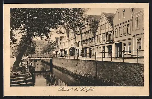 AK Buxtehude, Westfleet-Strasse mit Geschäften