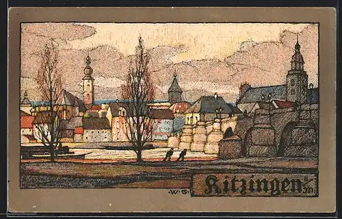 AK Kitzingen, Ortspartie am Wasser