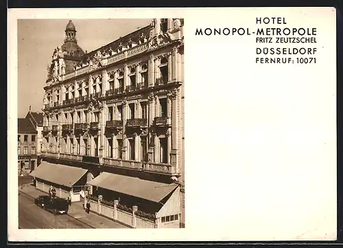 AK Düsseldorf, Hotel Monopol-Metropole, Bes. F. Zeutzschel