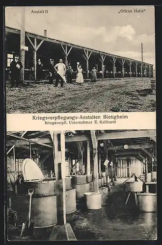 AK Bietigheim /Württ., Kriegsverpflegungs-Anstalten, Kriegsverpfl. Unternehmer E. Kallhardt, Anstalt II u. Offene Halle