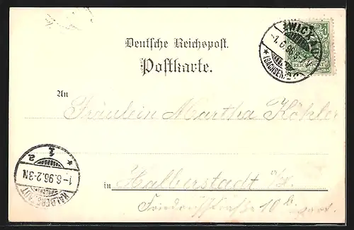Lithographie Zwickau, Ortspanorama von der Terrasse des Schwanenschlosses, das Schwanenschloss