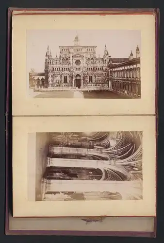 Fotoalbum mit 14 Fotografien, Ansicht Certosa di Pavia, schöne Detailaufnahmen des Klosters mit Kreuzgang, Klosterkirche
