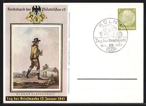 AK Tag der Briefmarke 1941, Wiener Klapperpost, Ganzsache