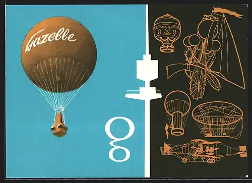 AK Ballon der Firma Gazelle, Stempel WIG-Ballonpost 28.6.1964