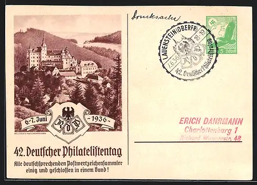 AK 42. Deutscher Philatelistentag am 6.-7. Juni 1936, Ganzsache
