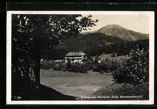 AK Grünau bei Mariazell, Hotel Marienwasserfall