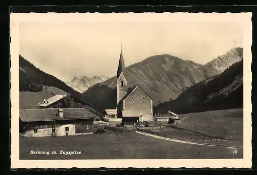 AK Berwang, Gemeindekirche mit der Zugspitze