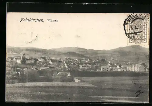 AK Feldkirchen /Kärnten, Totalansicht mit Kirche