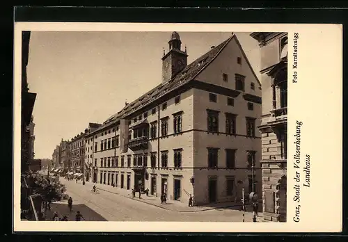 AK Graz, Strassenpartie am Landhaus