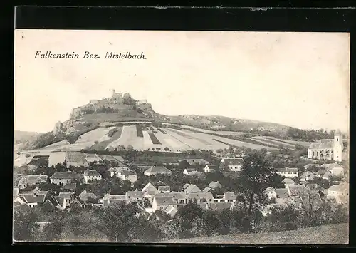 AK Falkenstein bei Mistelbach, Ortsansicht mit Ruine