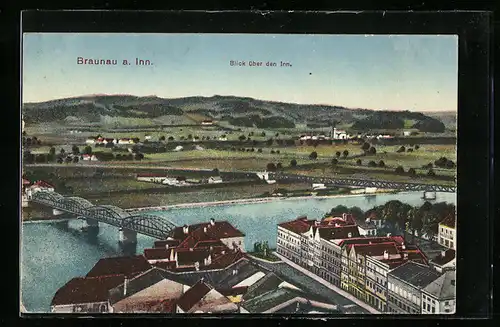 AK Braunau / Inn, Ortspanorama aus der Vogelschau