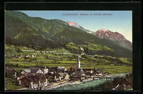AK Kolbnitz im Mölltal, Tauernbahn, Ortsansicht mit Kirche