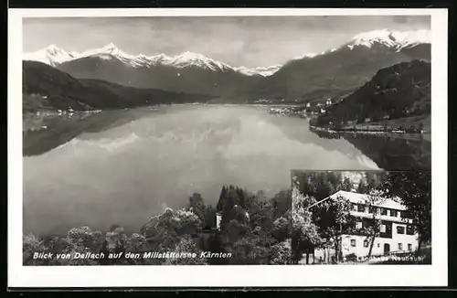 AK Dellach, Blick von Dellach auf den Millstättersee, Landhaus Neubauer