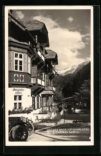 AK Bad Gastein, Gasthaus Grüner Baum im Kötzschachtal mit Elendkees