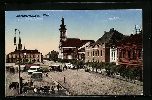 AK Máramarossziget, Hauptstrasse in der Stadt