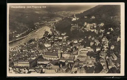 AK Heidelberg, Stadtansicht vom Flugzeug aus