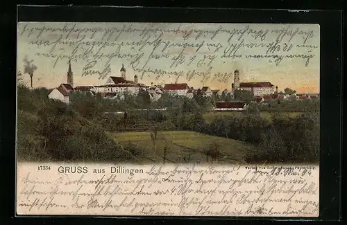 AK Dillingen, Ortsansicht aus der Ferne