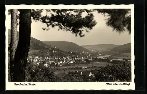 AK Gemünden /Main, Ortsansicht vom Zollberg aus