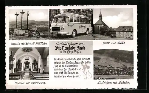 AK Lastkraftwagen Kässbohrer in Neustadt / Saale, Ansichten von Kloster & Kirche, Golgatha