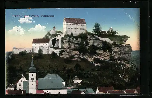 AK Pottenstein, Blick auf die Burg Pottenstein