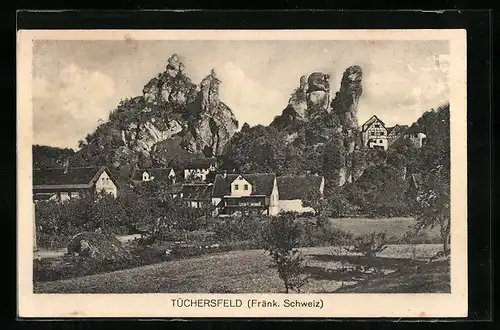 AK Tüchersfeld, Blick auf das Dorf vor Felsenlandschaft