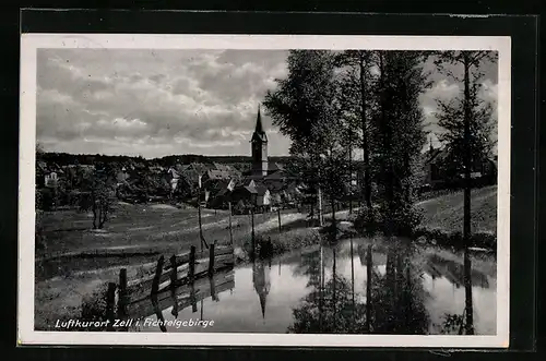 AK Zell, Ortsansicht mit Kirche