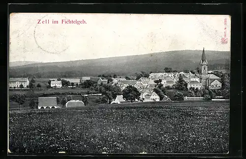 AK Zell im Fichtelgeb., Ortsansicht mit Kirche