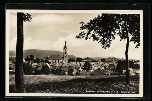 AK Schwarzenbach a. W., Ortsansicht mit Kirche