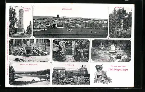AK Weissenstadt / Fichtelgebirge, Weissmann-Quelle, Egerquelle, Schneeberg