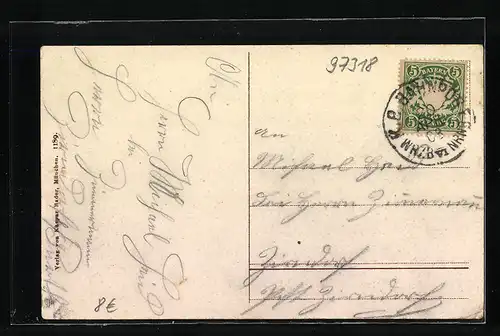 AK Kitzingen, Ortsansicht bei Dämmerung