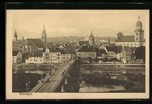 AK Kitzingen am Main, Blick über die Brücke in den Ort
