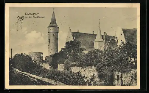 AK Ochsenfurt, Ortspartie an der Stadtmauer