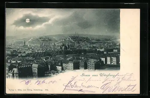 AK Würzburg, Totalansicht der Stadt