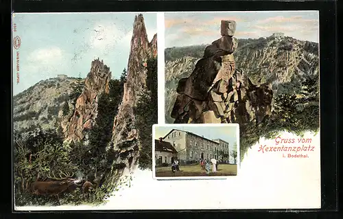 AK Thale, Unterkunftshaus auf dem Hexentanzplatz