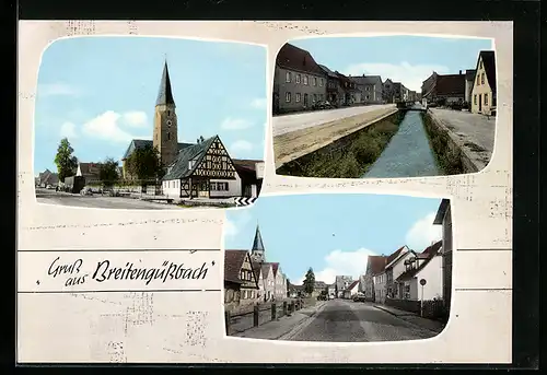 AK Breitengüssbach, Kirche, Strasse, Bach