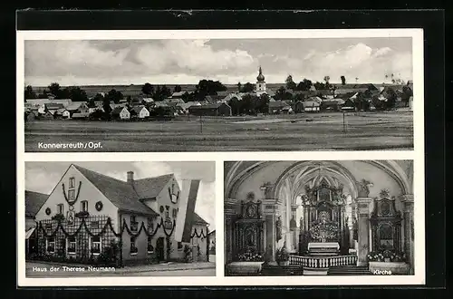 AK Konnersreuth, Haus der Therese Neumann, Kirche, Totalansicht