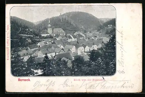 AK Berneck, Blick von der Eisenleite auf den Ort mit Kirche